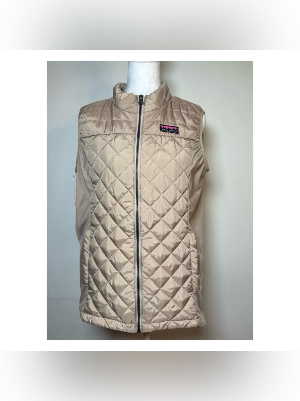 Simply Southern Quilted Sleeveless Puffer Vest - Beige- Size Medium